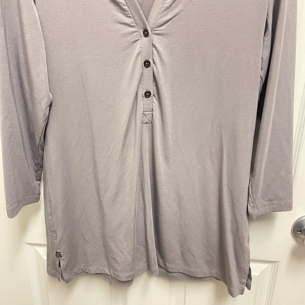 Free Fly Grey Split Neck Button Blouse - image 3
